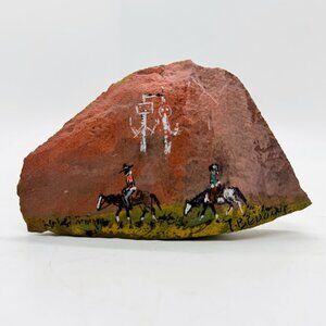 Navajo Native American Painting Stone Rock T. Bedonie Yei Canyon Holy People 5"